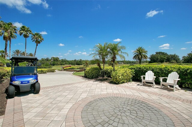 view of patio with a rural view