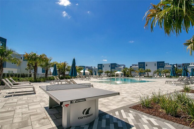 view of pool featuring a patio area