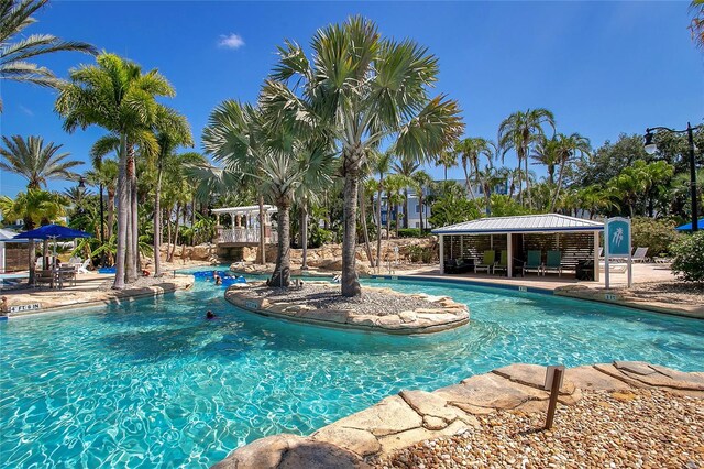 view of pool featuring a patio area