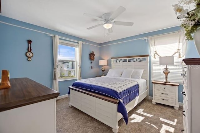 bedroom with carpet floors and ceiling fan