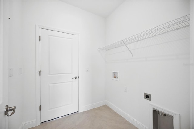 laundry area featuring hookup for an electric dryer and hookup for a washing machine