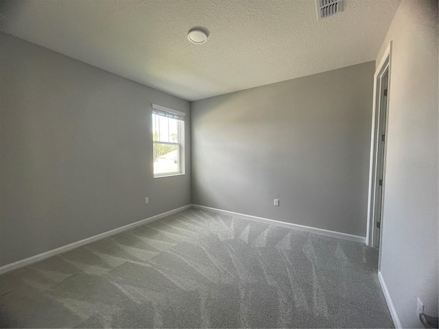 spare room featuring carpet flooring and a textured ceiling