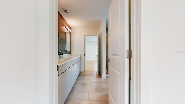 bathroom featuring vanity and tile patterned floors