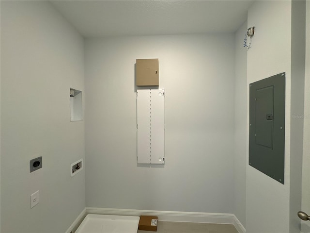 laundry area with hookup for an electric dryer and electric panel