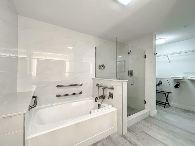 bathroom with plus walk in shower