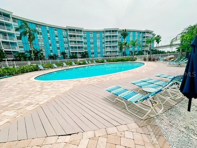 view of pool featuring a patio