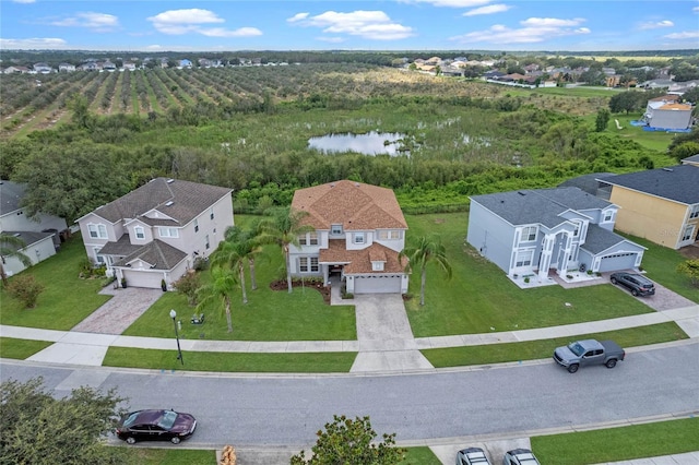 bird's eye view featuring a water view