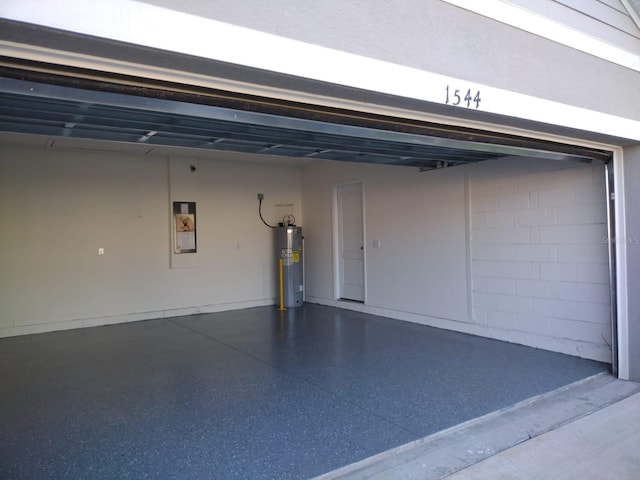 garage featuring electric water heater