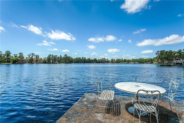 dock area featuring a water view