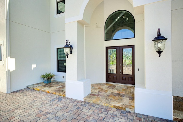 doorway to property featuring french doors