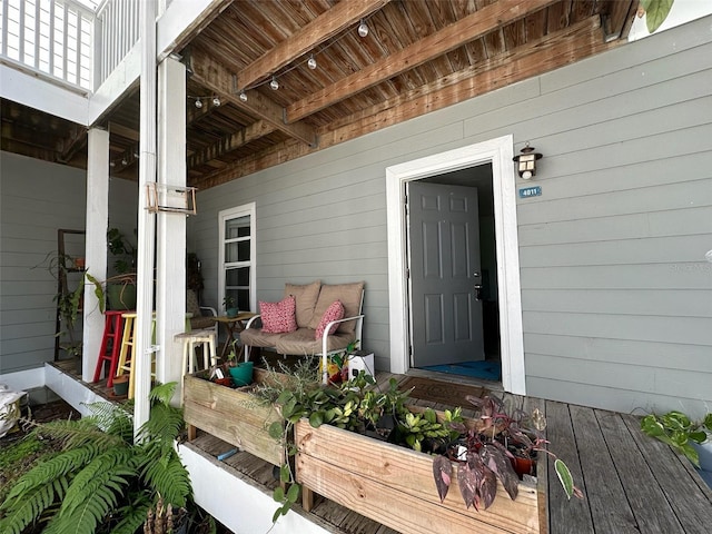 doorway to property featuring a balcony