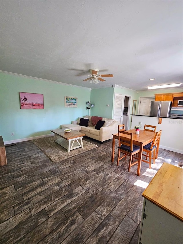 living room with ceiling fan