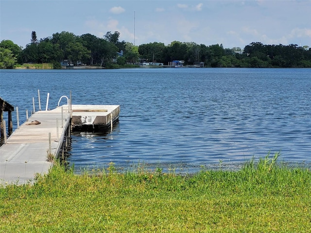 view of dock featuring a water view