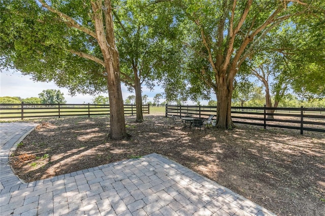 view of yard featuring a patio area and a rural view