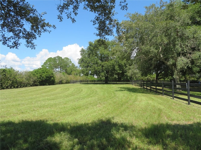 view of yard with a rural view