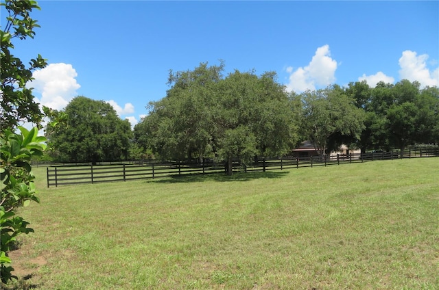 view of yard with a rural view