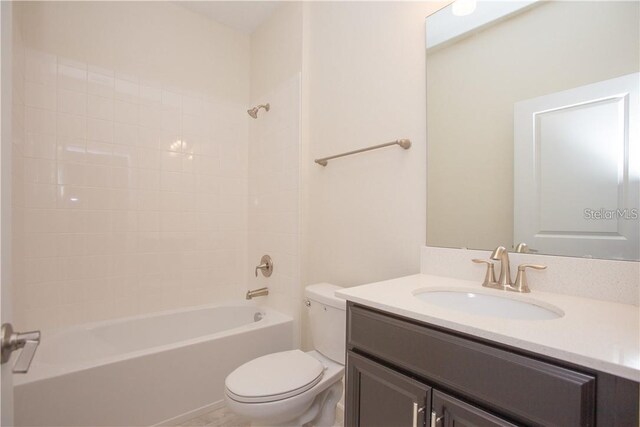 full bathroom featuring vanity, toilet, and shower / bathtub combination