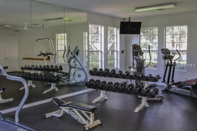 gym with a wealth of natural light