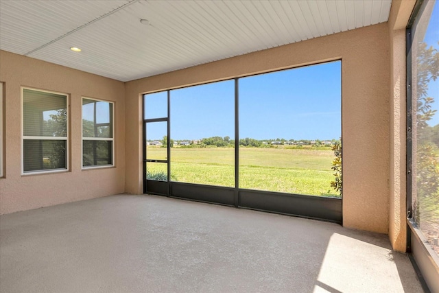 view of unfurnished sunroom