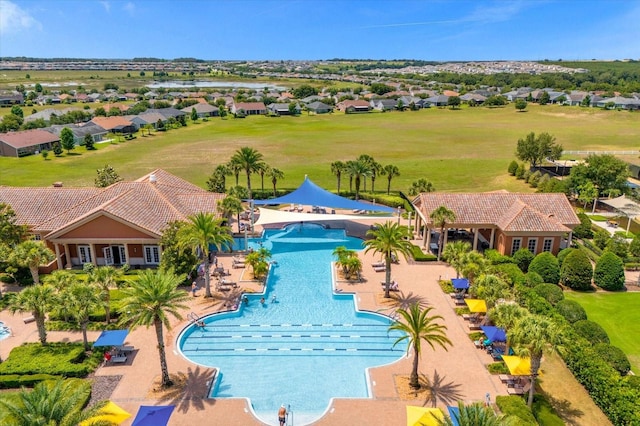 view of swimming pool with a patio