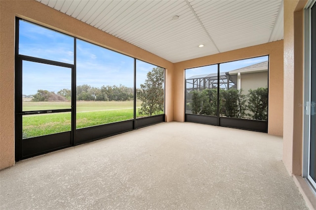 view of unfurnished sunroom