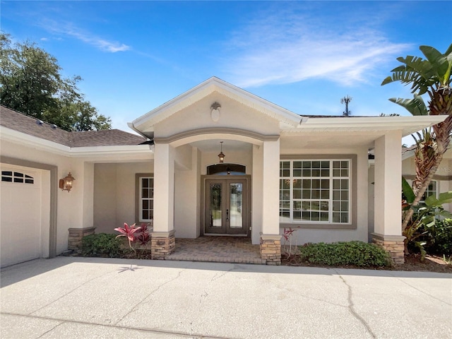 property entrance with french doors