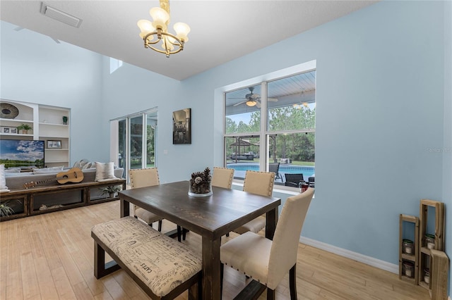 dining room featuring a chandelier and light wood-type flooring