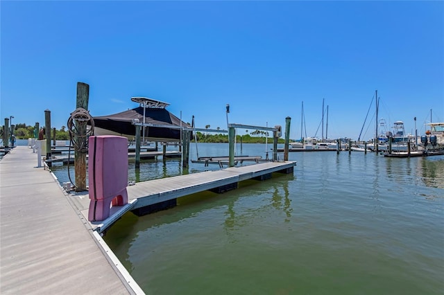 dock area featuring a water view