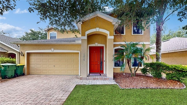 view of front of house with a garage