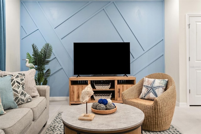 view of tiled living room