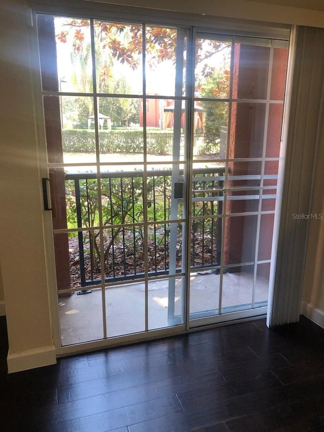 entryway with dark hardwood / wood-style floors