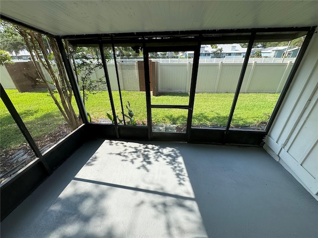 view of unfurnished sunroom