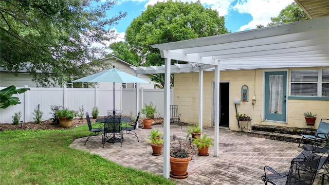 view of patio with a pergola