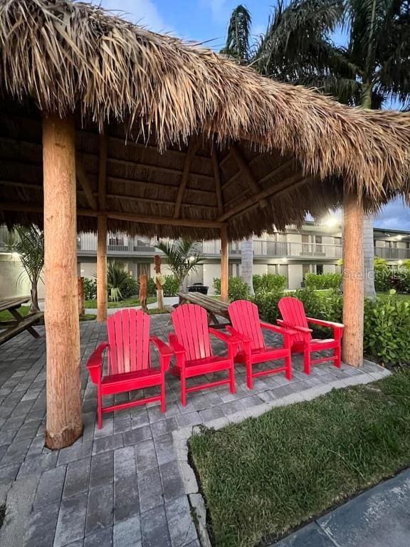 view of patio / terrace featuring a gazebo