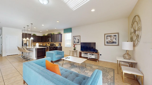 view of tiled living room