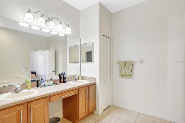 bathroom featuring tile patterned flooring and vanity