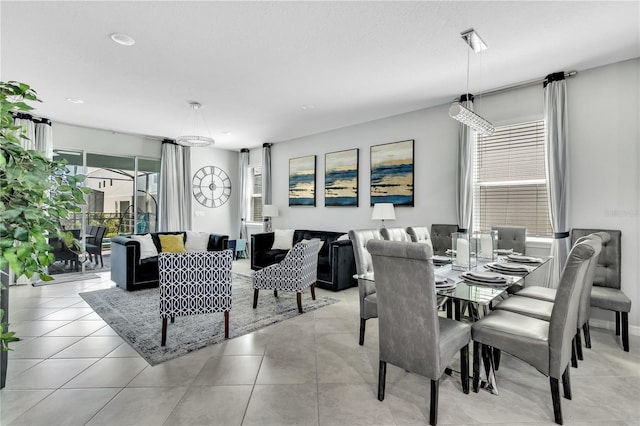 dining room with light tile patterned floors