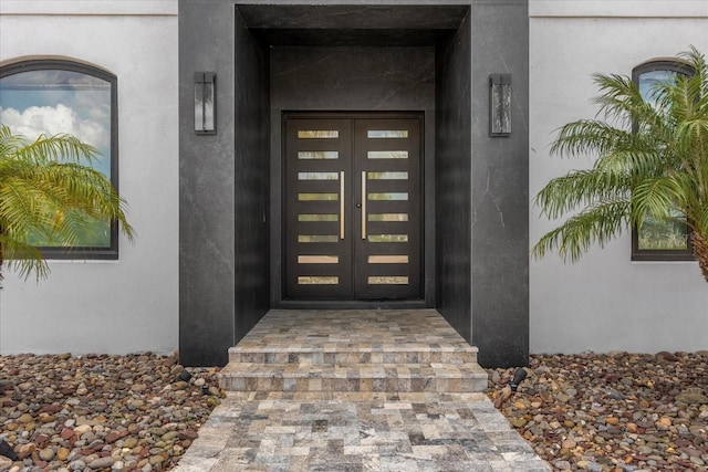 property entrance with french doors