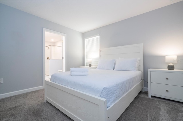 carpeted bedroom with ensuite bathroom