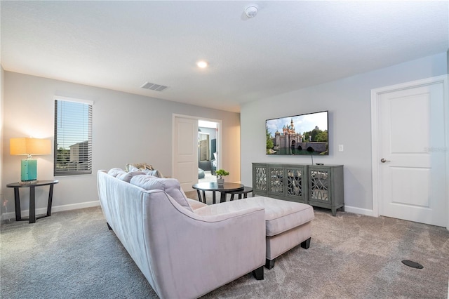 living room featuring carpet floors