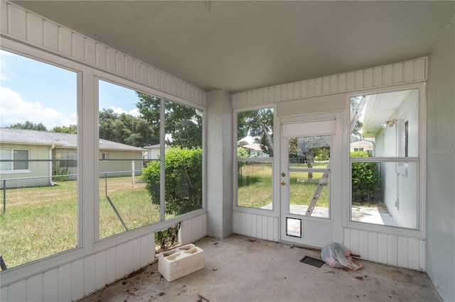 view of unfurnished sunroom