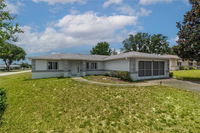 ranch-style home featuring a front yard