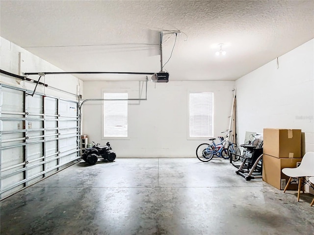 garage with a garage door opener