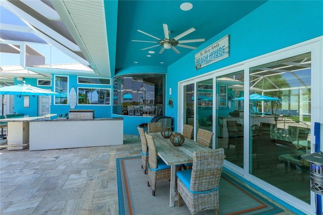 view of patio / terrace with a ceiling fan