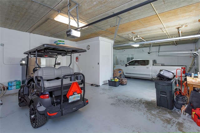 garage with a garage door opener