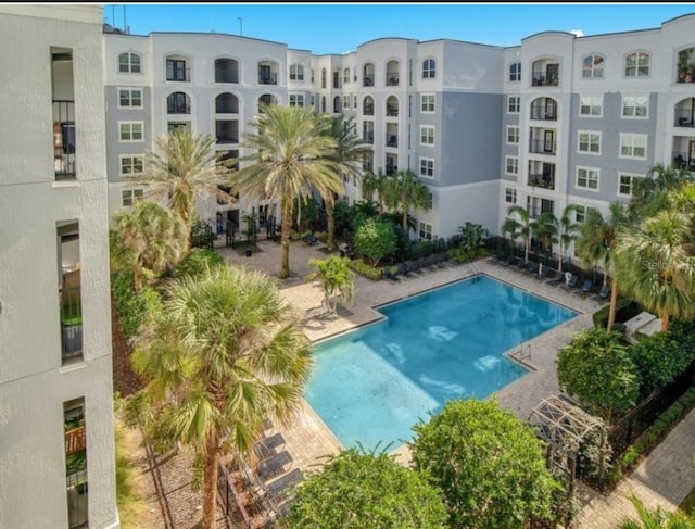 view of pool featuring a patio area