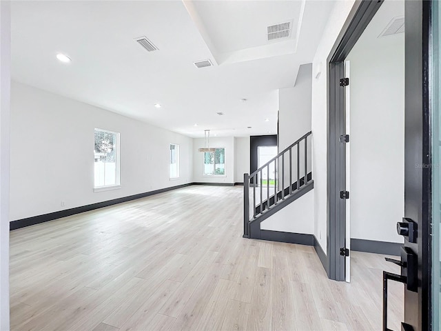 interior space with light hardwood / wood-style flooring