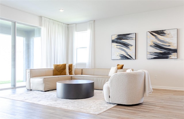 living area featuring light hardwood / wood-style flooring