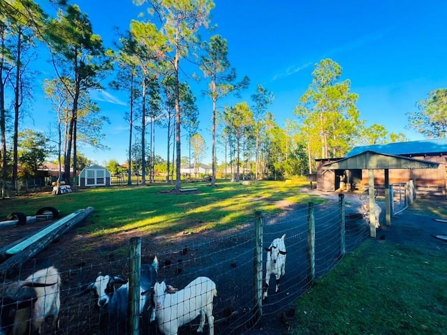 exterior space with an outbuilding