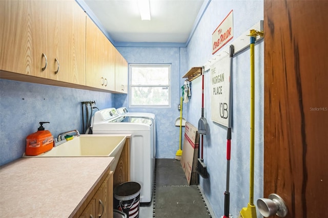 3240 San Mateo St, Clearwater, FL 33759 - clothes washing area with cabinet space and washing machine and dryer